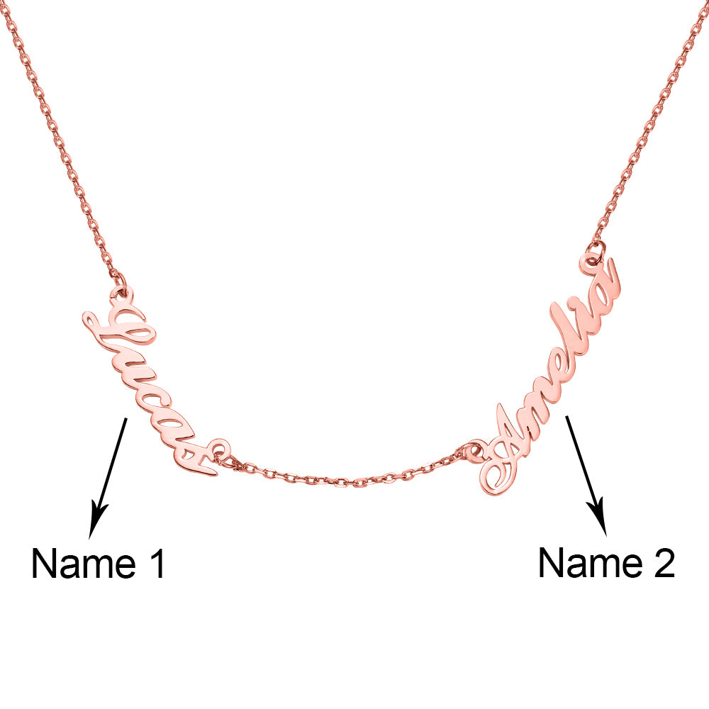 Dainty Personalized Double Name Necklace in Sterling Silver