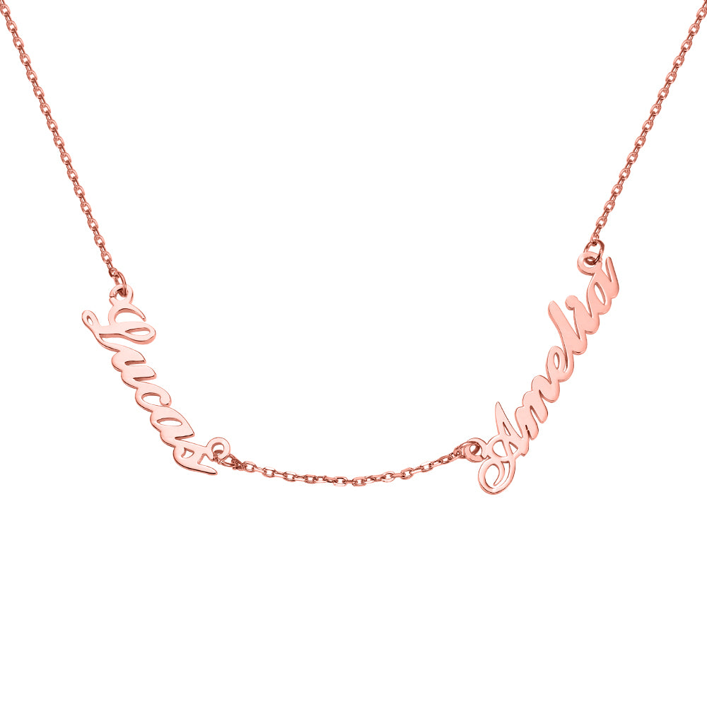 Dainty Personalized Double Name Necklace in Sterling Silver