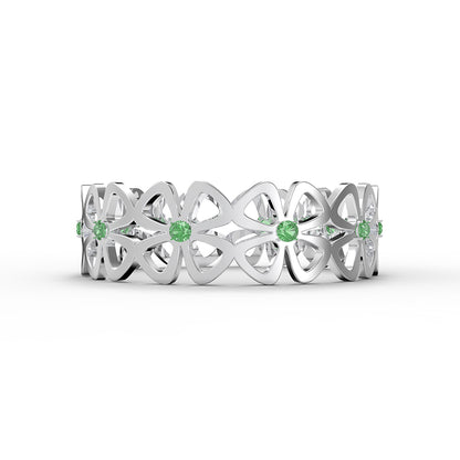 Personalized Four-Leaf Clover Array Birthstone Ring