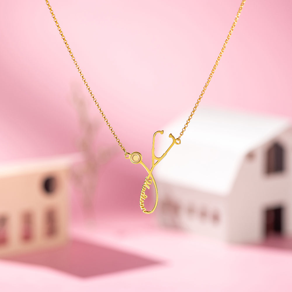 Personalized Stethoscope Name Necklace