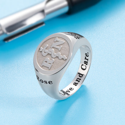 Personalized Medical Symbol Signet Rings in Sterling Silver (NOT Advisable to List on Etsy)