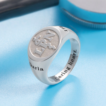 Personalized Medical Symbol Signet Rings in Sterling Silver (NOT Advisable to List on Etsy)