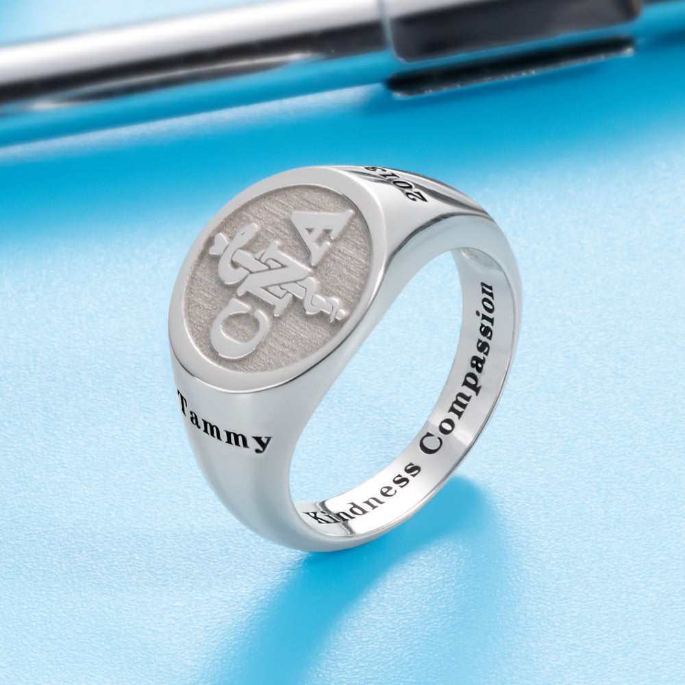 Personalized Medical Symbol Signet Rings in Sterling Silver (NOT Advisable to List on Etsy)