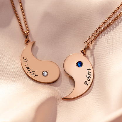 Engraved Best Friends BFF Yin Yang Necklaces Set of 2