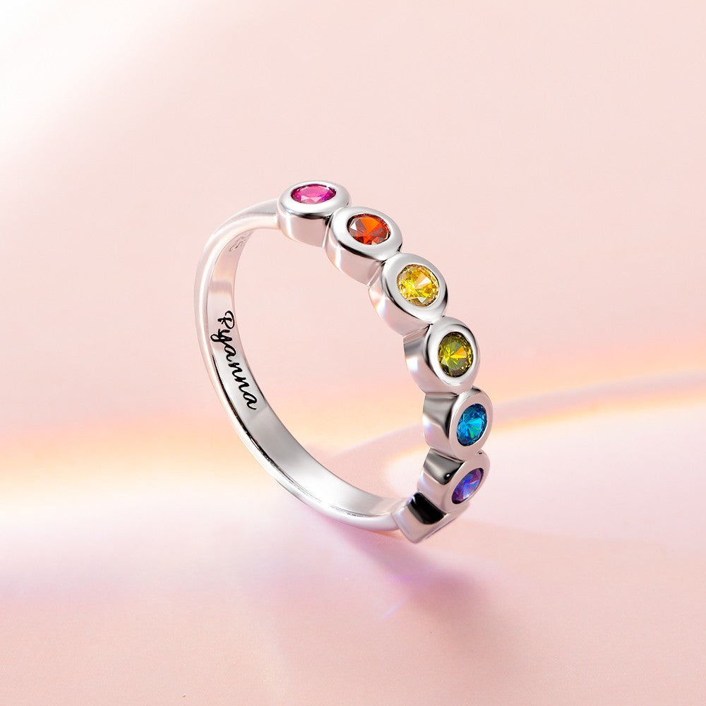 Personalized Multistone Rainbow Ring