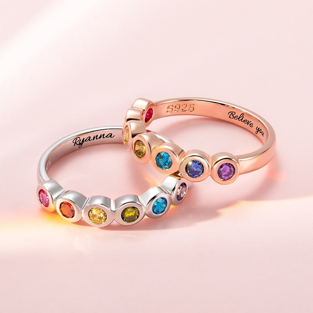 Personalized Multistone Rainbow Ring