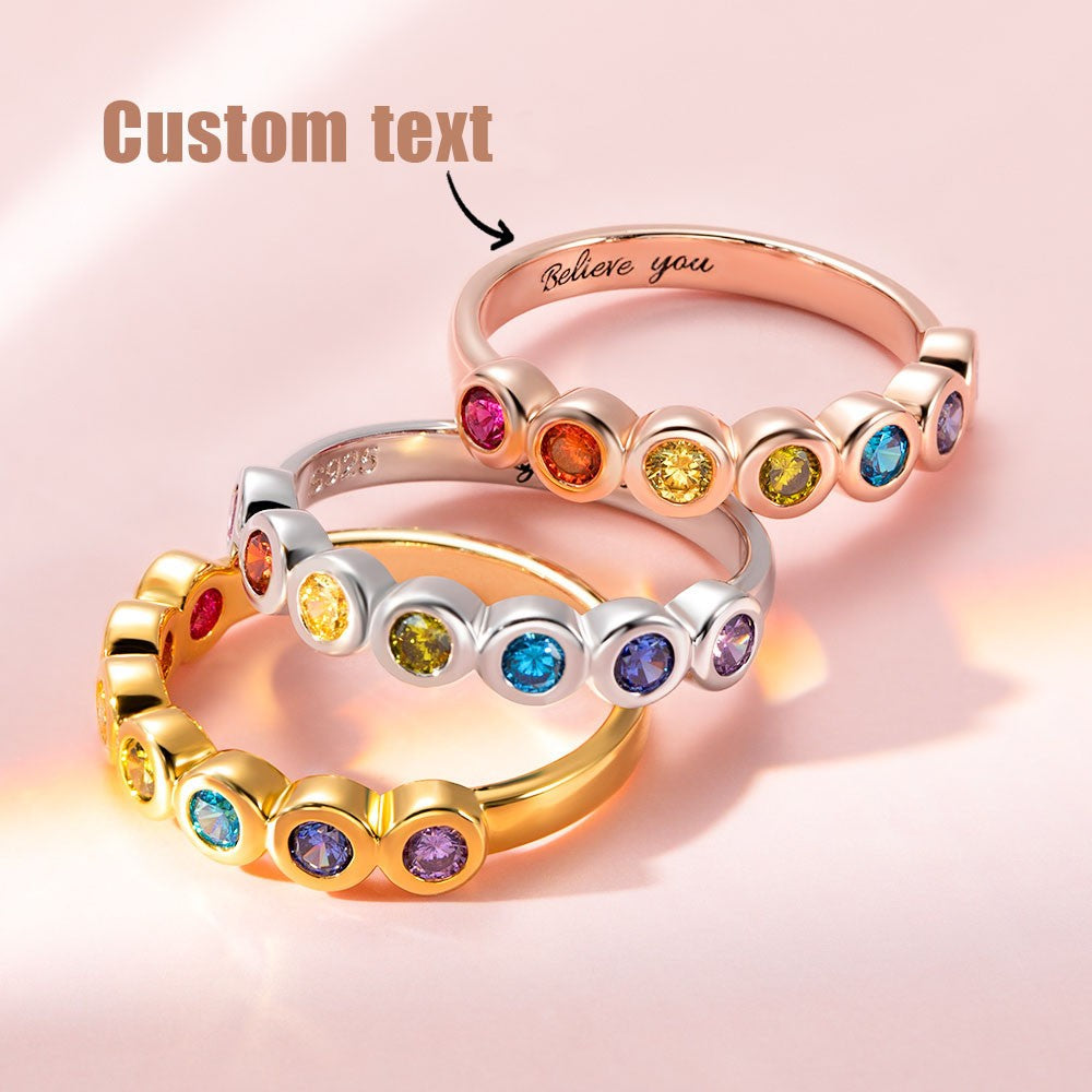 Personalized Multistone Rainbow Ring