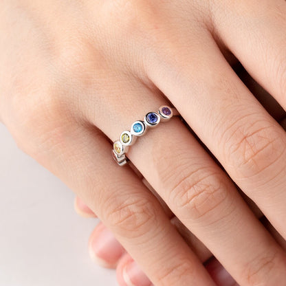 Personalized Multistone Rainbow Ring