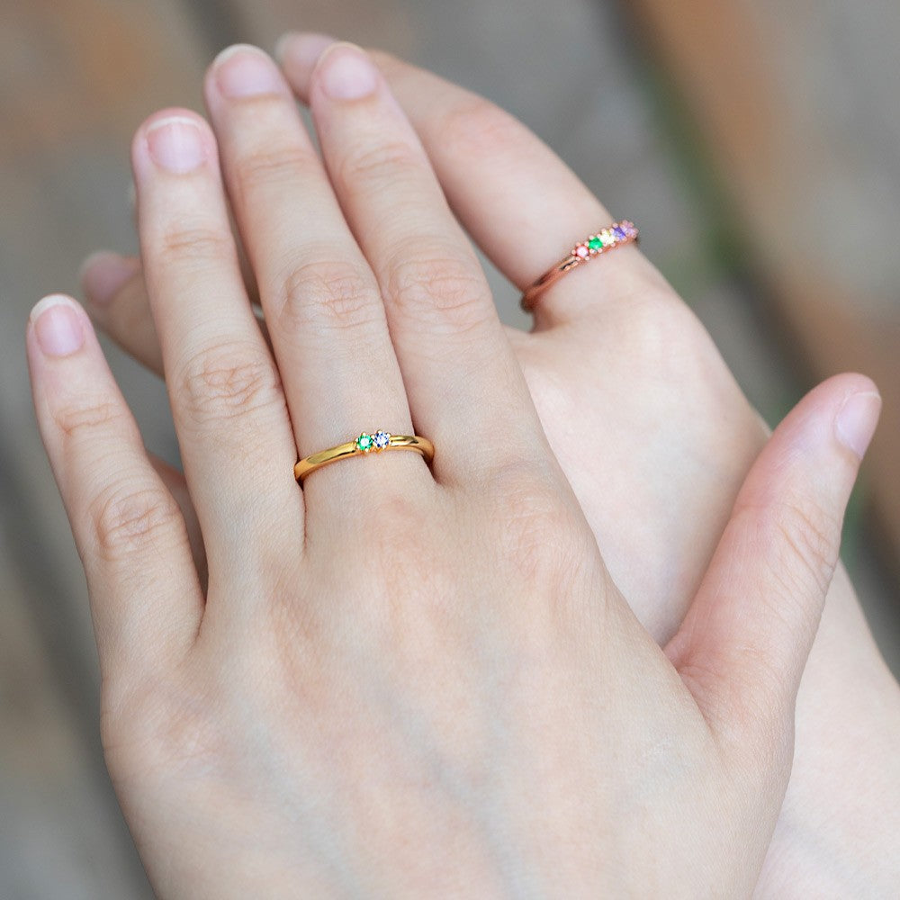 Minimalist Family Stacking Ring with 1-10 Birthstone