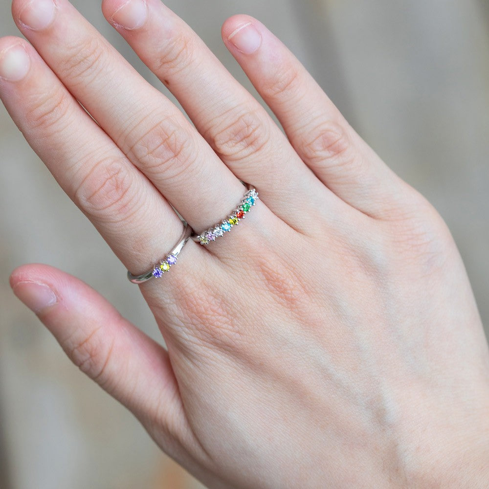 Minimalist Family Stacking Ring with 1-10 Birthstone