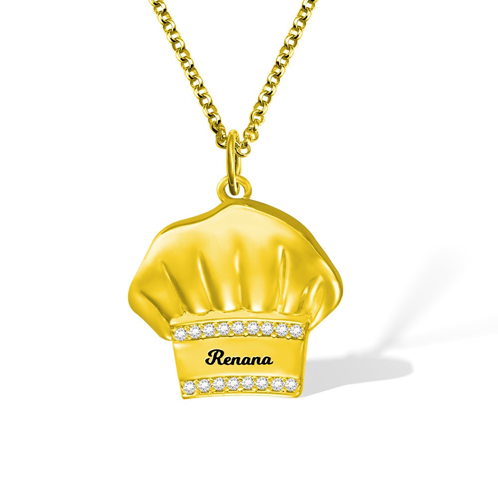 Brass Necklace, Custom Chef Hat Necklace