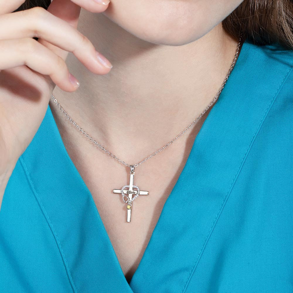 Personalized Stethoscope Necklace Nurse Gift/ Brass  Necklace/Style 3