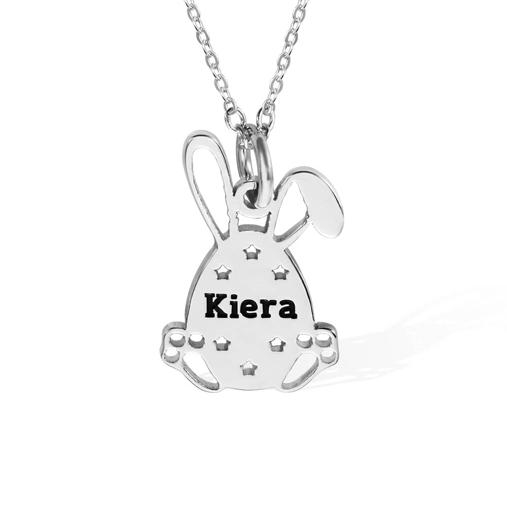 Dainty 18K Gold Plated Personalized Easter Bunny Egg Name Necklace