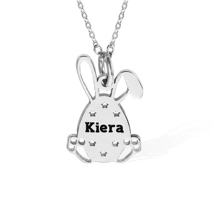 Dainty 18K Gold Plated Personalized Easter Bunny Egg Name Necklace