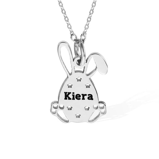 Dainty 18K Gold Plated Personalized Easter Bunny Egg Name Necklace