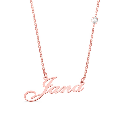 Dainty Personalized Name Necklace with Crystal In Sterling Silver