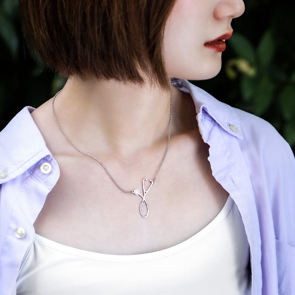 Personalized Stethoscope Name Necklace