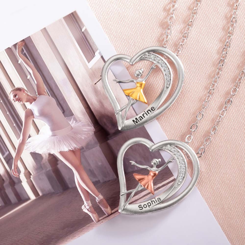 Customized Heart Ballet Dance Necklace/ Brass  Necklace