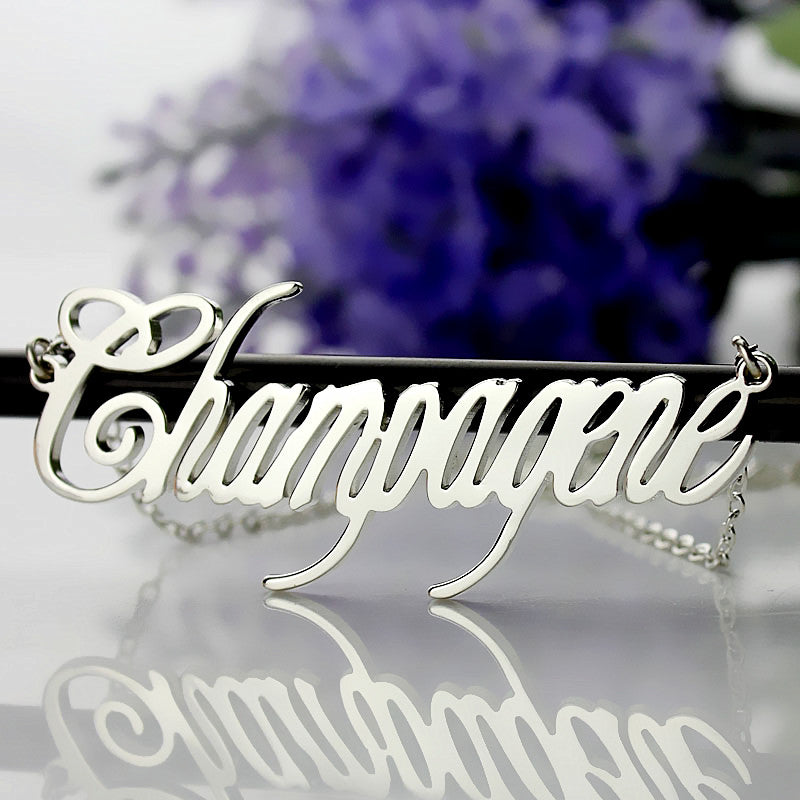 Contemporary Font Unique Name Necklace Sterling Silver, Personalized Jewelry gift for her,