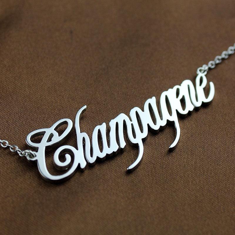 Contemporary Font Unique Name Necklace Sterling Silver, Personalized Jewelry gift for her,