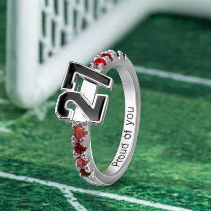 Personalized Sports Number Birthstone Ring