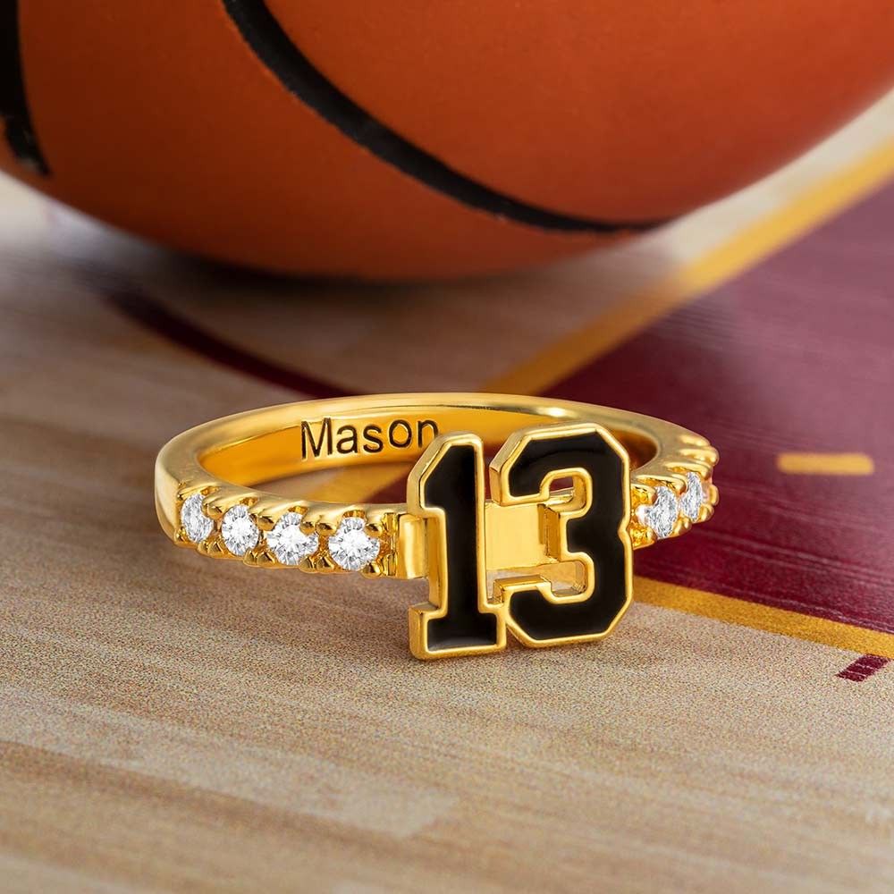 Personalized Sports Number Birthstone Ring