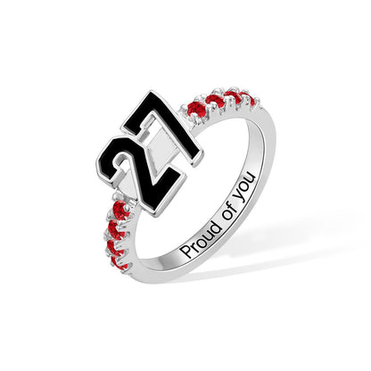 Personalized Sports Number Birthstone Ring