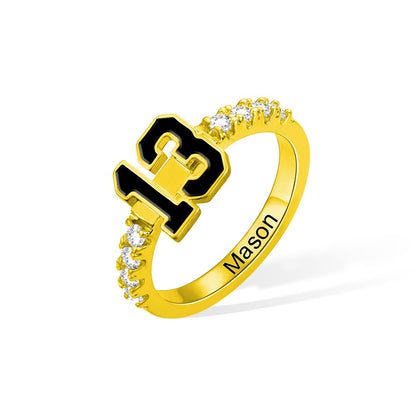 Personalized Sports Number Birthstone Ring