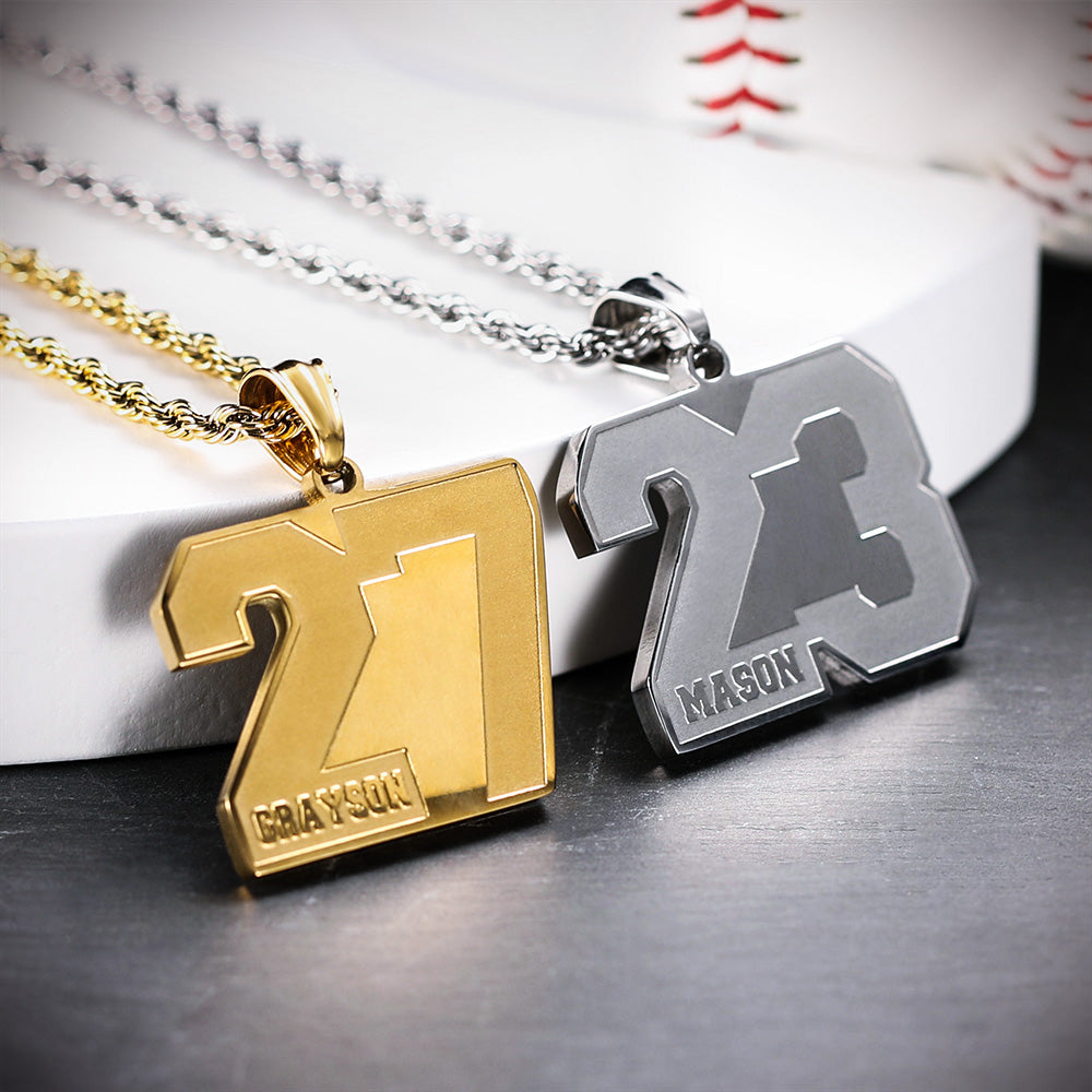 Personalized Sports Number Necklace Stainless Steel