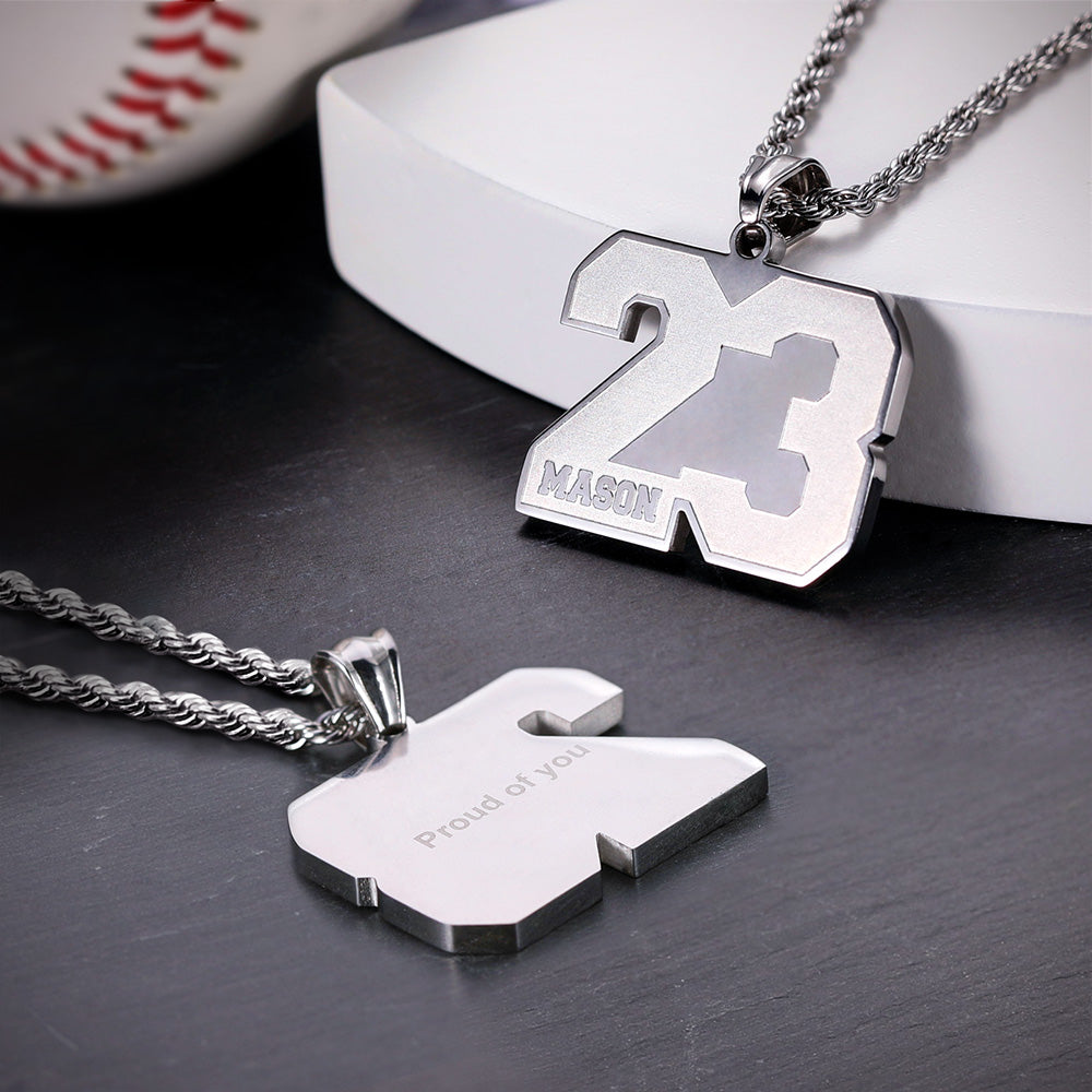 Personalized Sports Number Necklace Stainless Steel