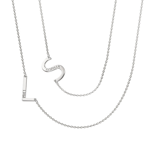 Dainty Personalized Sideways 2 Letters Layered Necklace