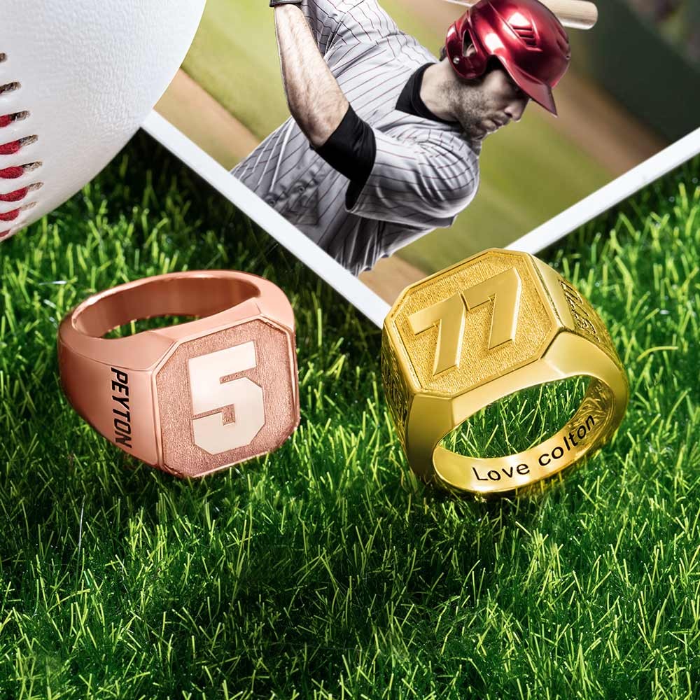 Engraved Number Signet Ring, Sterling Sliver 925, Sport Ring, Basketball Ring for Sports Enthusiasts