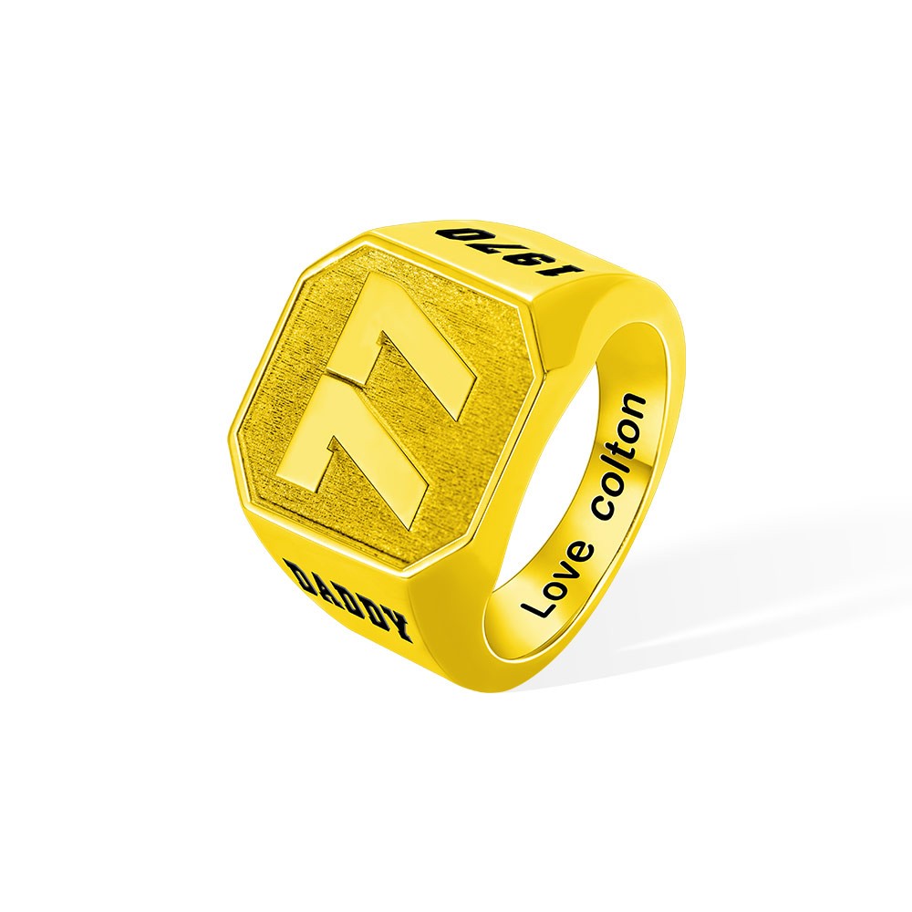 Engraved Number Signet Ring, Sterling Sliver 925, Sport Ring, Basketball Ring for Sports Enthusiasts