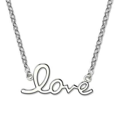 Dainty Sterling Silver 925 "Love" Word Pendant Necklace for Her