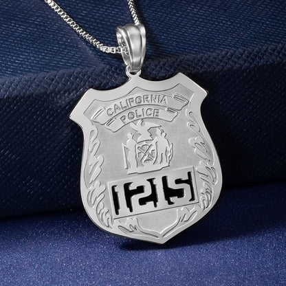 Customized Police Badge Necklace, Stainless Steel Necklace, Police Office Gifts/Father's Day Gift for Father/Men/Policemen/Kids