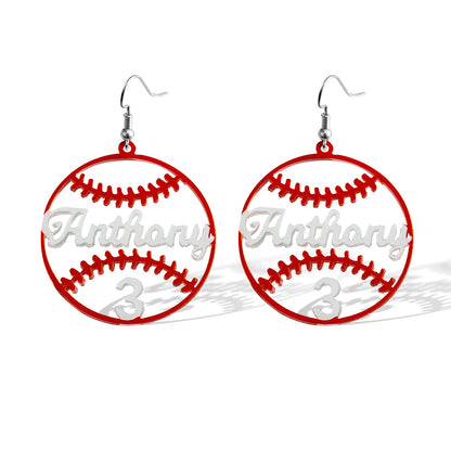 Custom Name Baseball Earrings with Number, Baseball Cheerleading Jewelry, Sport/Birthday/Mother's Day Gift for Baseball Mom/Daughter/Sister/Grandma