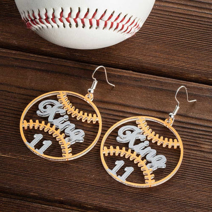 Custom Name Baseball Earrings with Number, Baseball Cheerleading Jewelry, Sport/Birthday/Mother's Day Gift for Baseball Mom/Daughter/Sister/Grandma