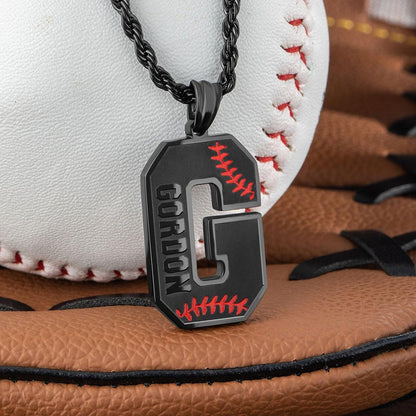 Baseball Initial Necklace A-Z Letter with Custom Name, Stainless Steel Baseball Jersey Charm Pendant, Sports Gift for Athletes/Baseball/Sport Lovers