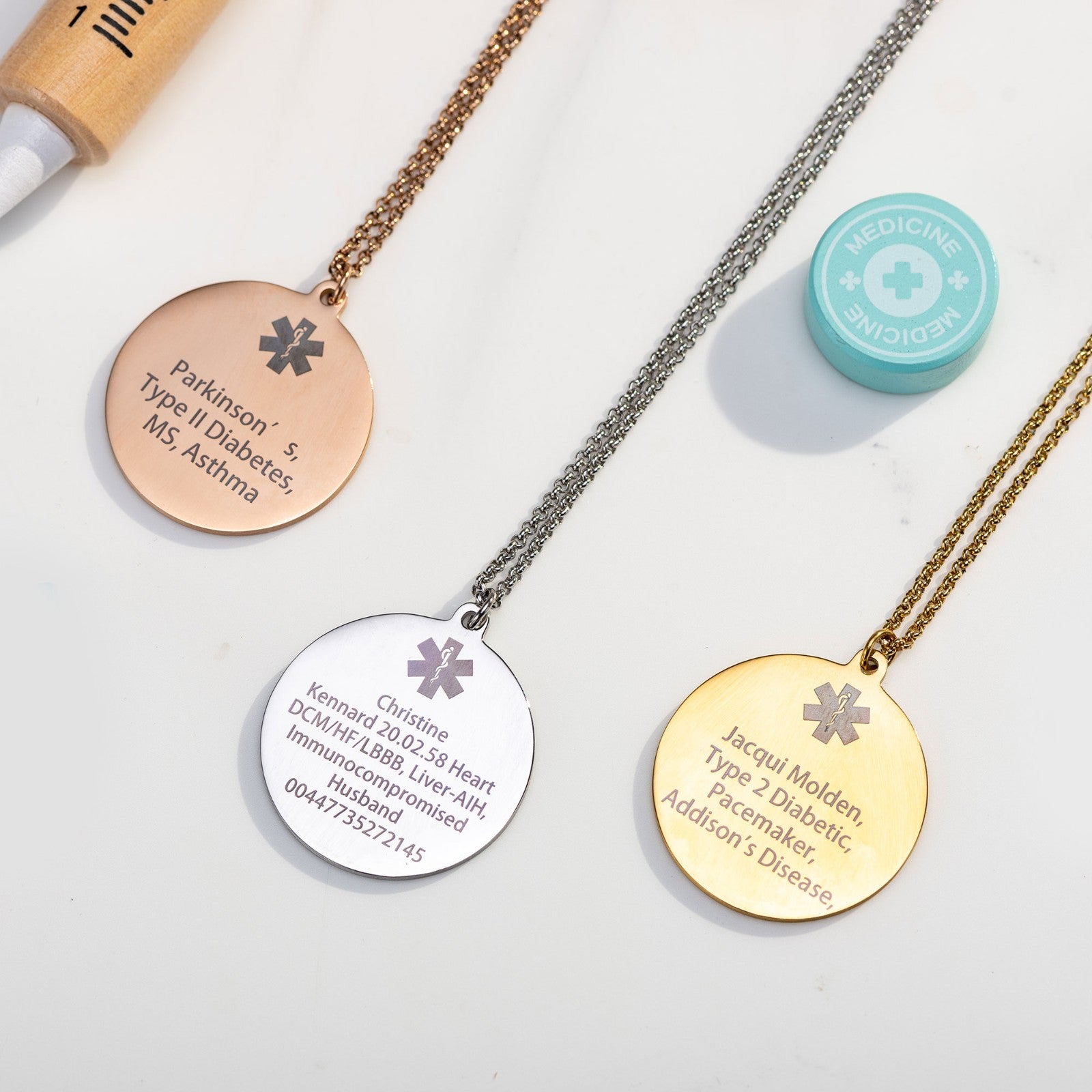Custom Medical Alert Necklace Stainless Steel Engraved Medical Jewelry, ID Tag for Men/Women