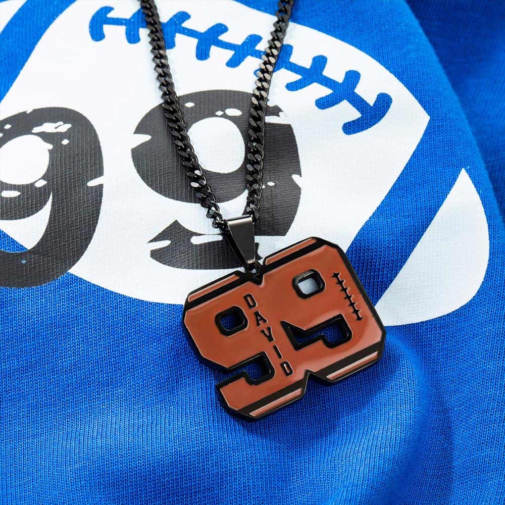 Personalized  Number Football Necklace, Football Necklace with Name Engraved, Sports Jewelry, Gift for Athletes/Football Mom/Girls/Fans