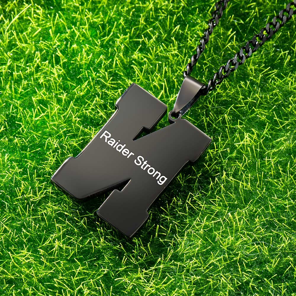 Personalized Initial , Football Necklace with Name Engraved, Sports Jewelry, Gift for Athletes/Football Mom/Girls/Fans