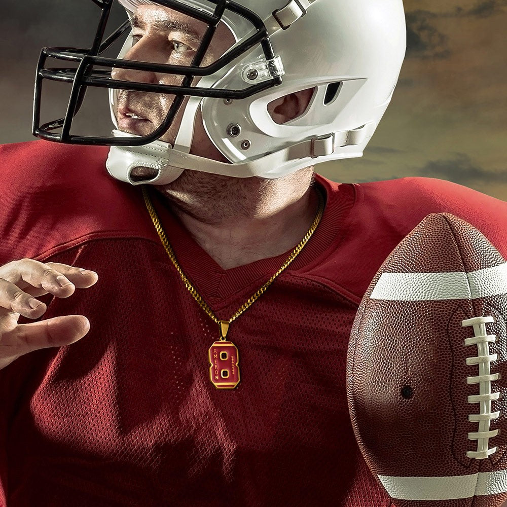 Personalized  Number Football Necklace, Football Necklace with Name Engraved, Sports Jewelry, Gift for Athletes/Football Mom/Girls/Fans