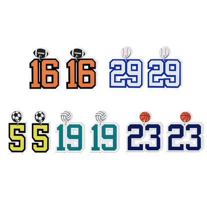 Custom Player Number Earrings, Sport Number Earrings with Baseball/Football/Soccer/Volleyball, Gift for Sports Lovers/Mom/Fans