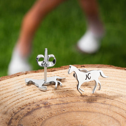 Horse Stud Earrings in Sterling Silver, Cute Tiny Animal Earrings, Minimalist Little Galloping Horse Jewelry Gift for Her, Animal Lover