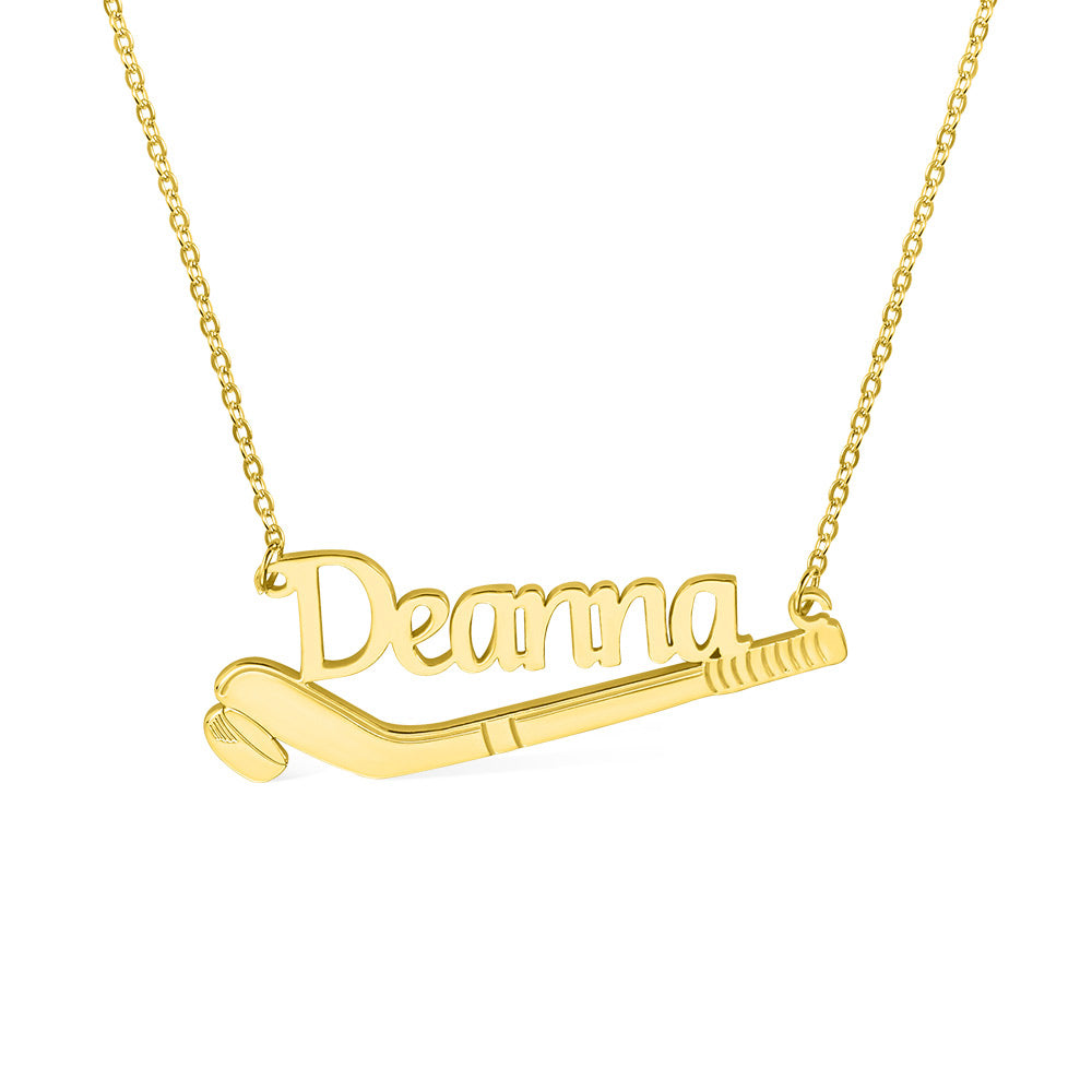 Personalized Name Ice Hockey Necklace, Stainless Steel Name Necklace, Hockey Lover Gift, Gift for Hockey Player/Hockey Mom/Coach