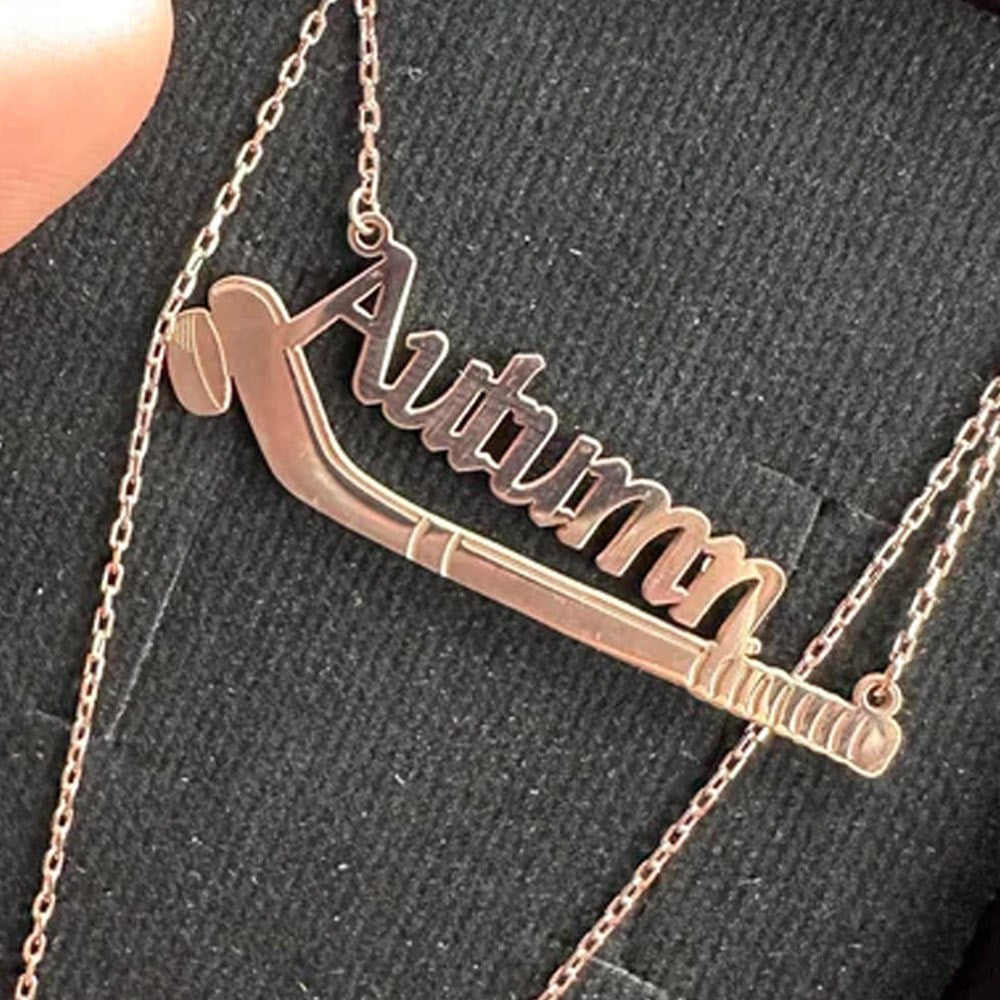 Personalized Name Ice Hockey Necklace, Sterling Silver 925 Name Necklace, Hockey Lover Gift, Gift for Hockey Player/Hockey Mom/Coach