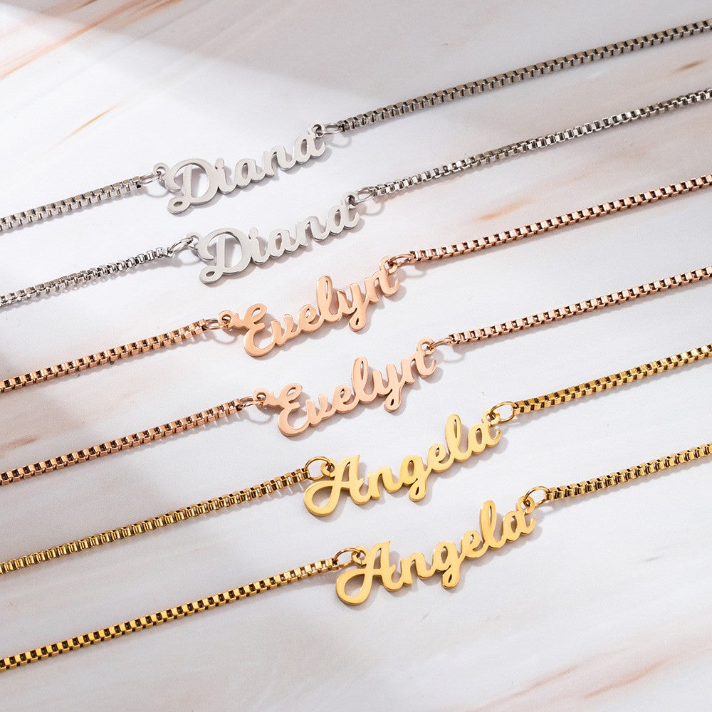 Custom Name Necklace Double Chain Necklace with Name, Minimalist Layered Necklace Set of 2, Handwriting Name Jewelry Gift for Her