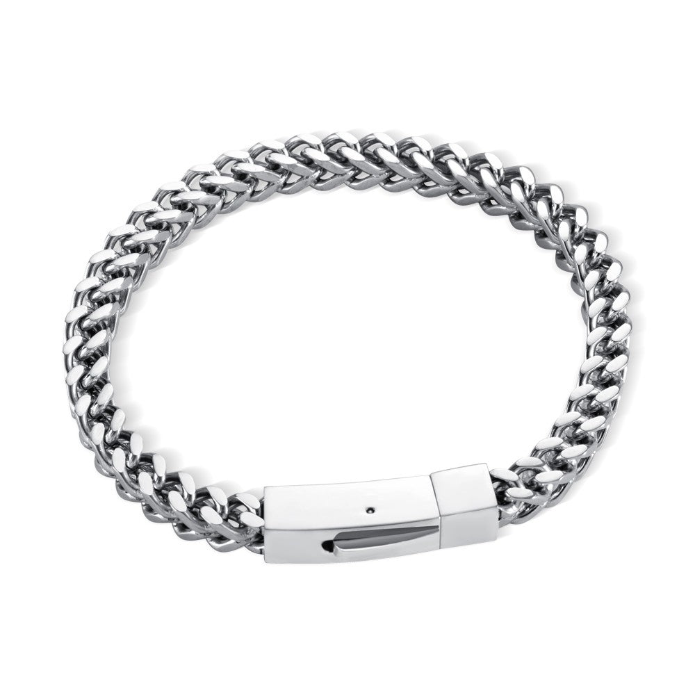 Personalized Bar Bracelet, Custom Name/Message Bracelet, Stainless Steel Engraved Men's Chain Bracelet, Gift for Him/Father/Grandpa/Husband/Boyfriend