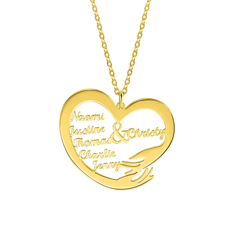 Personalized 1-6 Names Heart Necklace, Stainless Steel Mother Heart Necklace, Custom Family Necklace, Mother's Day Gift, Gift for Mom/Grandma