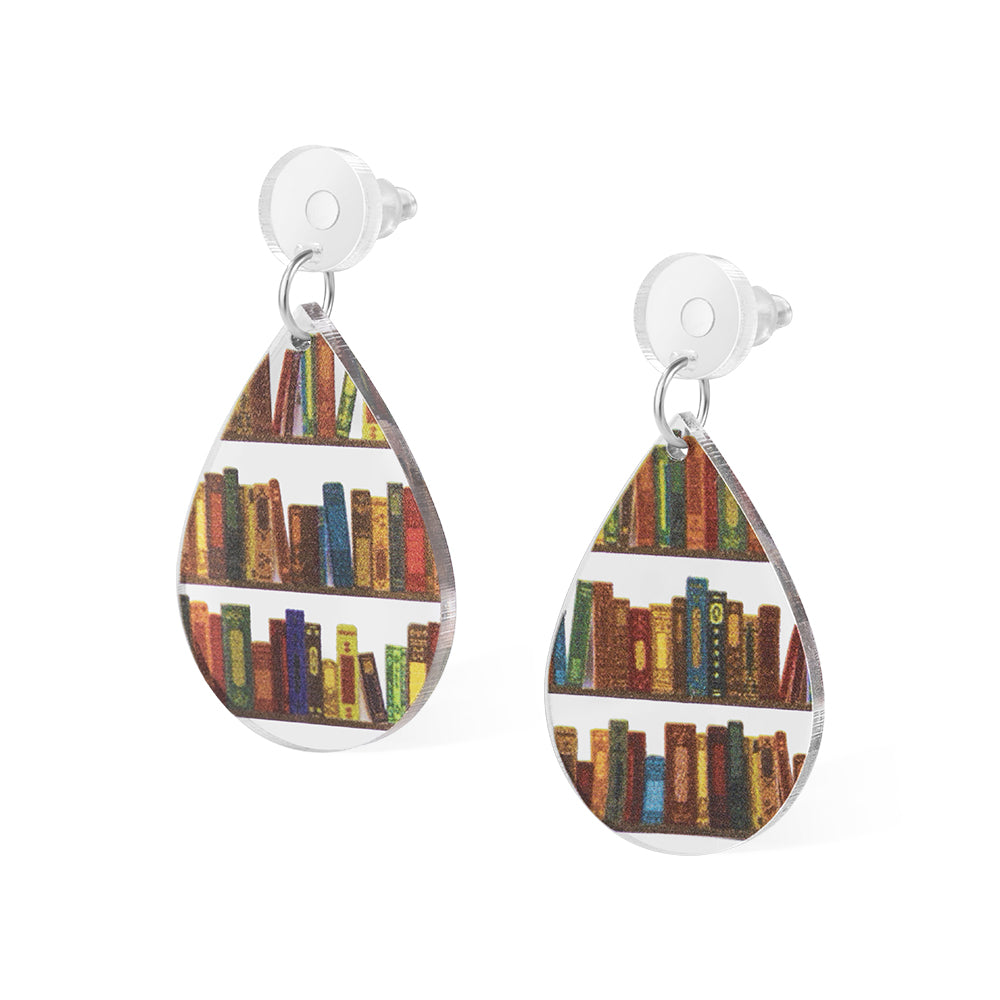 Book Nook Earrings, Librarian Book Lover Earrings, Modern Statement Earrings